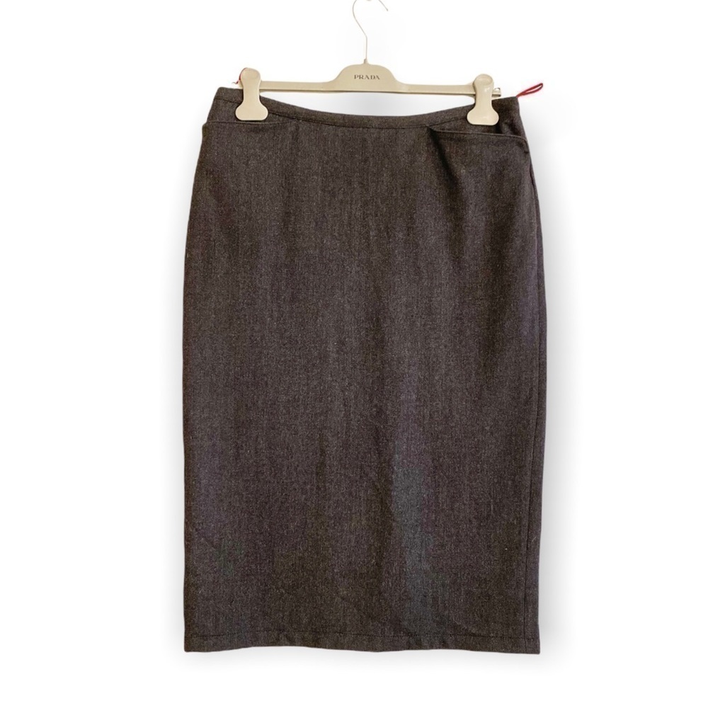 Prada Skirt Wool Pencil Skirt, Gray, Size Italian 44/M